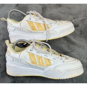 Adidas Adi2000 Shoes Womens 9 White Gold Velvet Stripe Low Top Chunky Sneakers